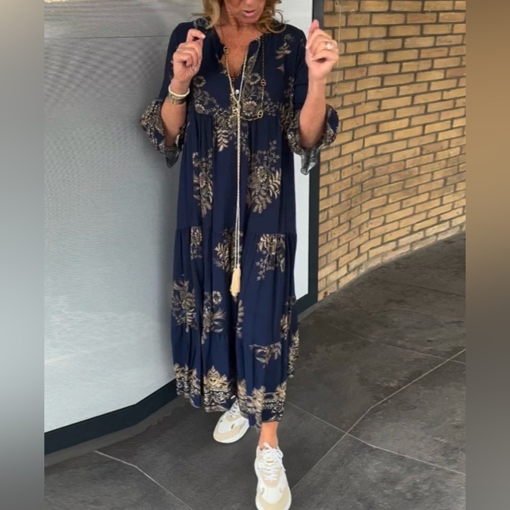 Floral Navy Blue Maxi Dress